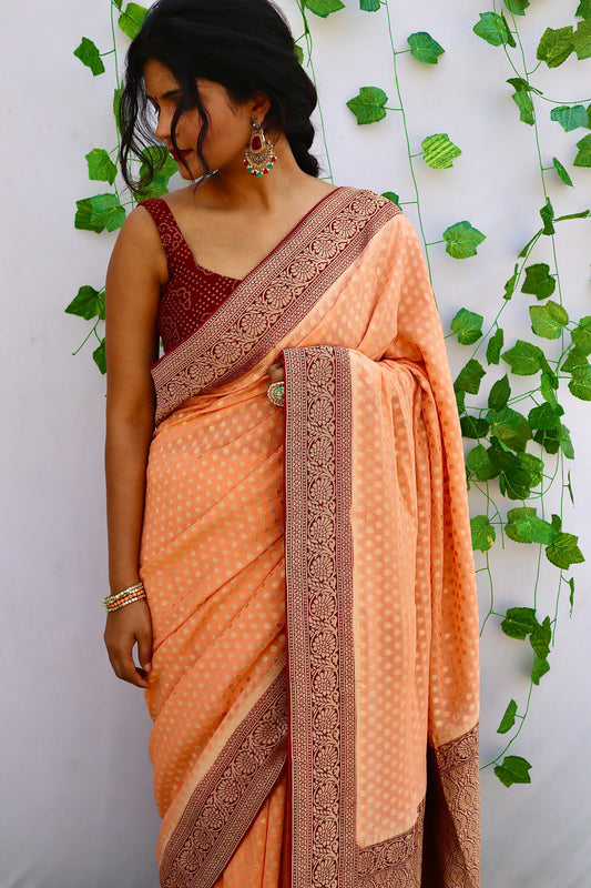 Georgette Silk Zari Woven Saree