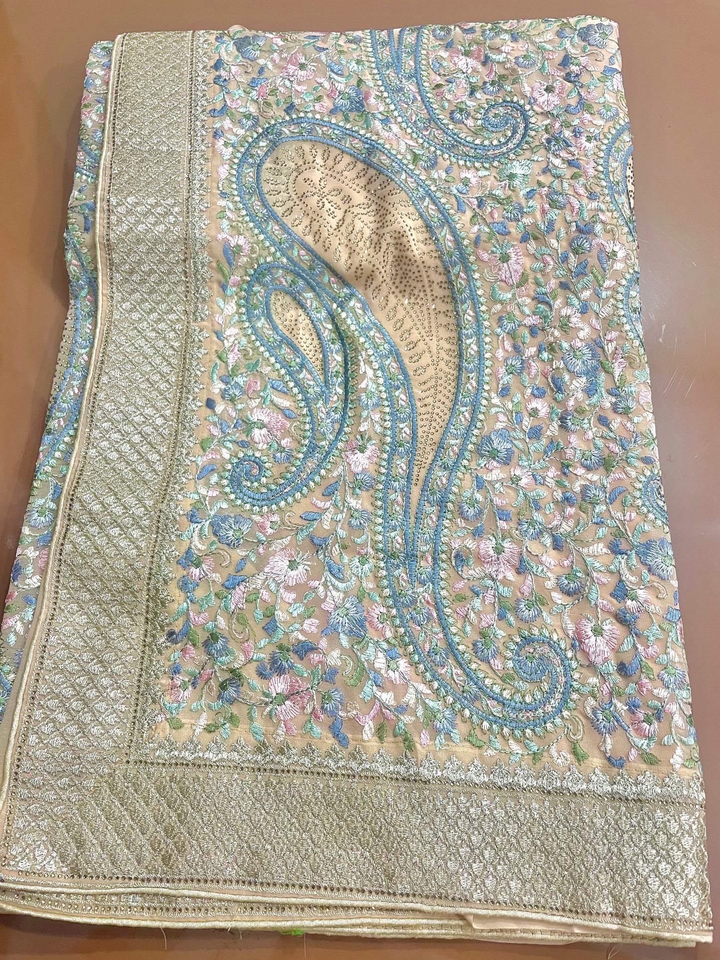 Multicolor Thread Work With Swarovski Touch - Vanesara