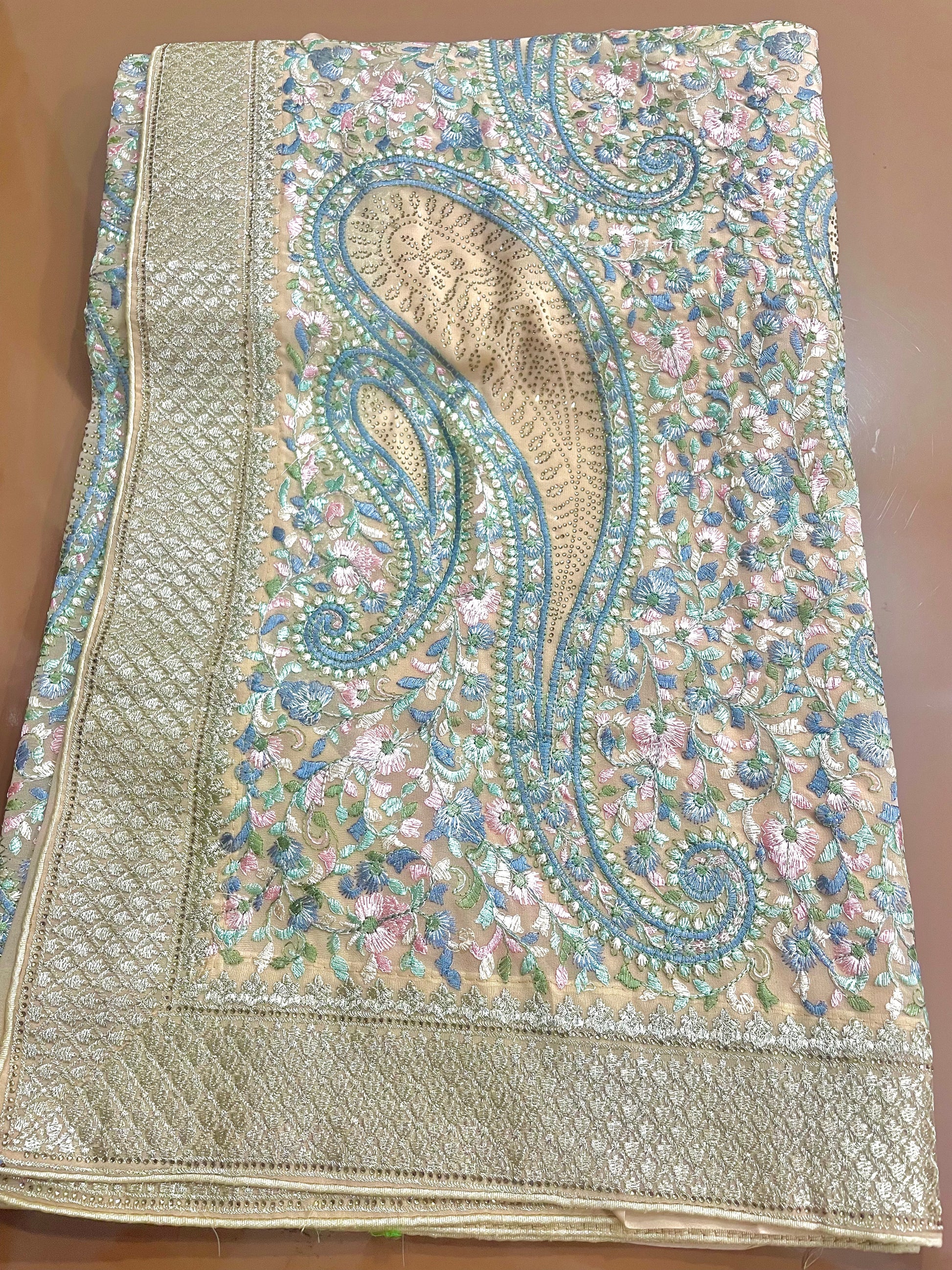 Multicolor Thread Work With Swarovski Touch - Vanesara