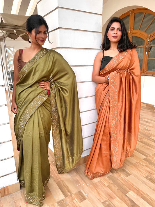 Silk Saree with swaroski touch - Vanesara