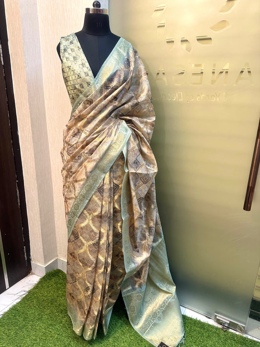 Multicolor Organza Saree with Zari touch