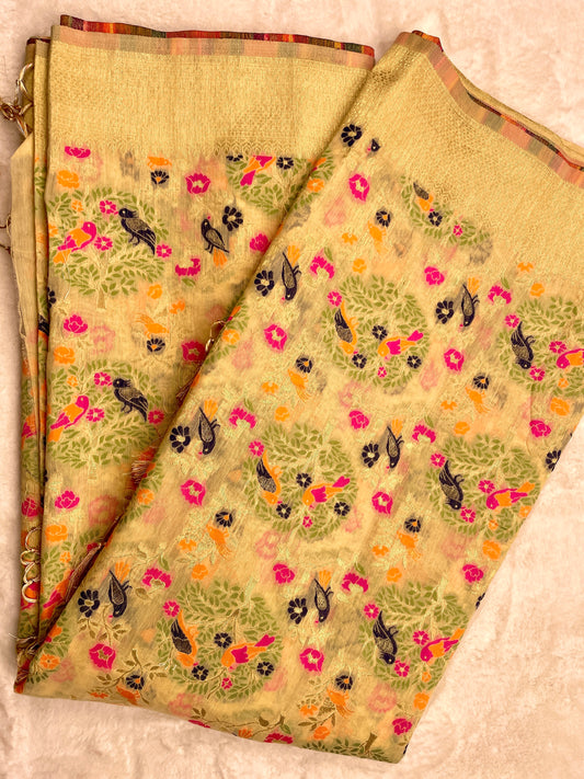 Multicolor Floral Woven Saree