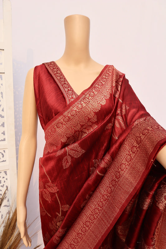 Red Silk Saree - Vanesara