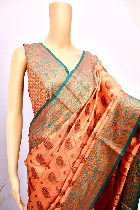 Dual Shade Silk Saree - Vanesara