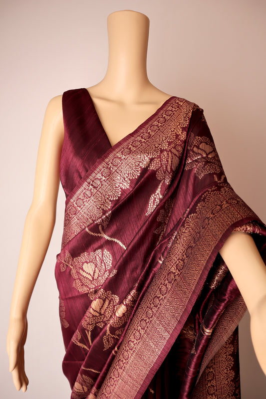 Maroon Red Printed Saree