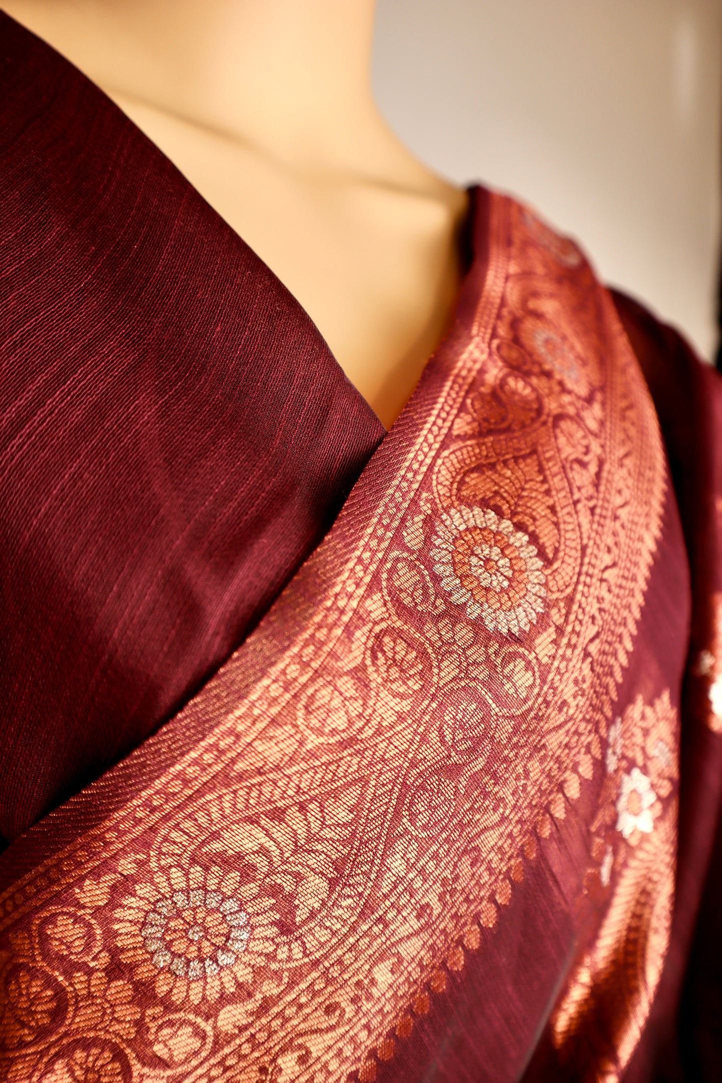 Maroon Red Pure Cotton Printed Saree - Vanesara