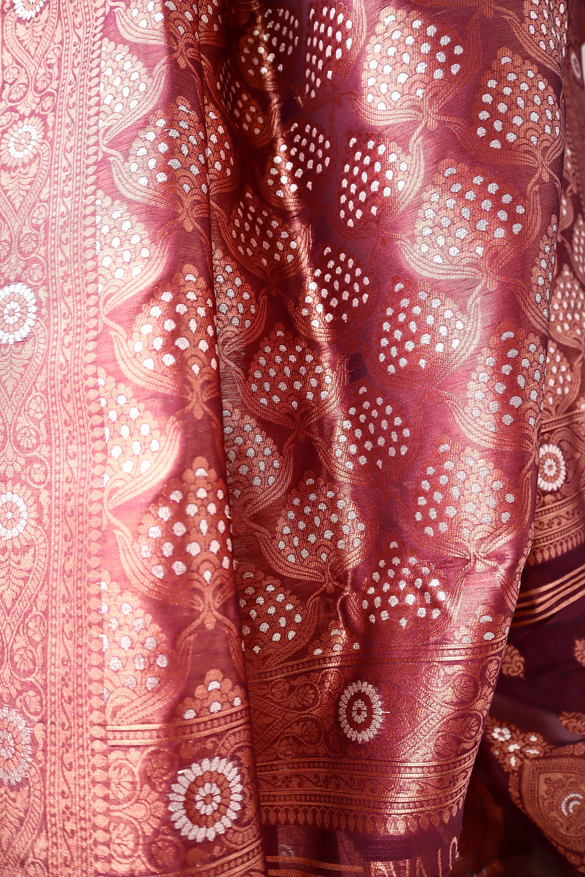 Maroon Red Pure Cotton Printed Saree - Vanesara