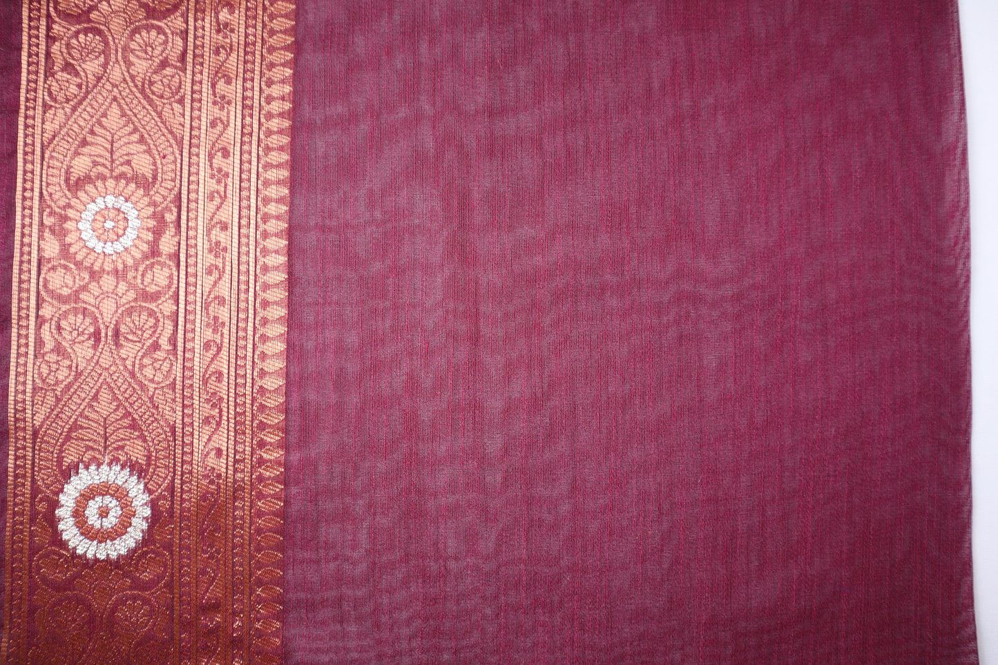 Maroon Red Pure Cotton Printed Saree - Vanesara