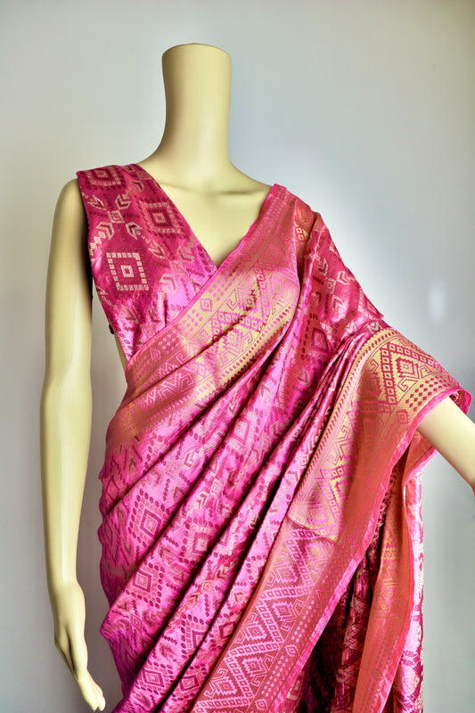 Block Printed Pure Silk Saree