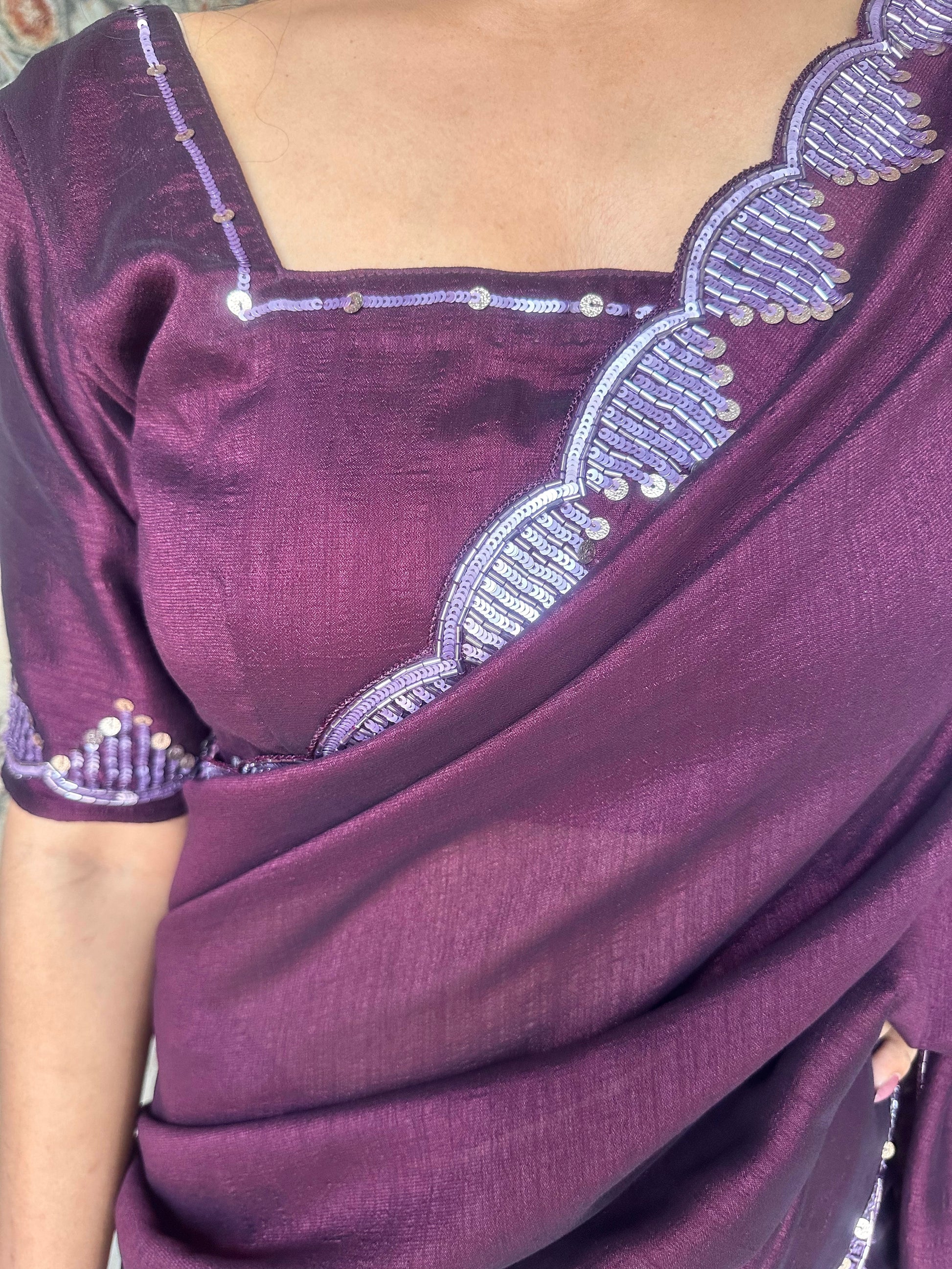 Handmade Silk Sequin Saree - Vanesara