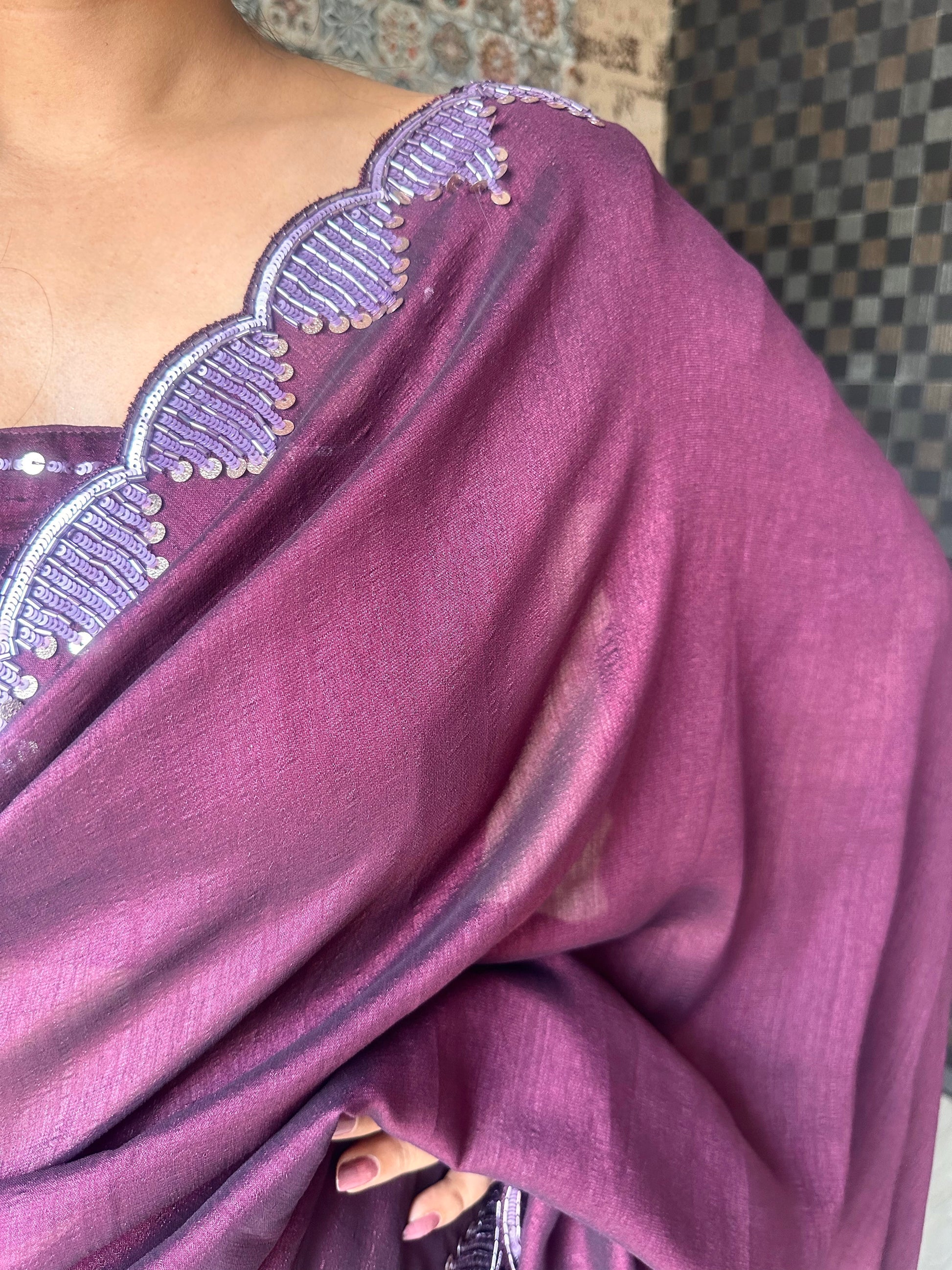 Handmade Silk Sequin Saree - Vanesara