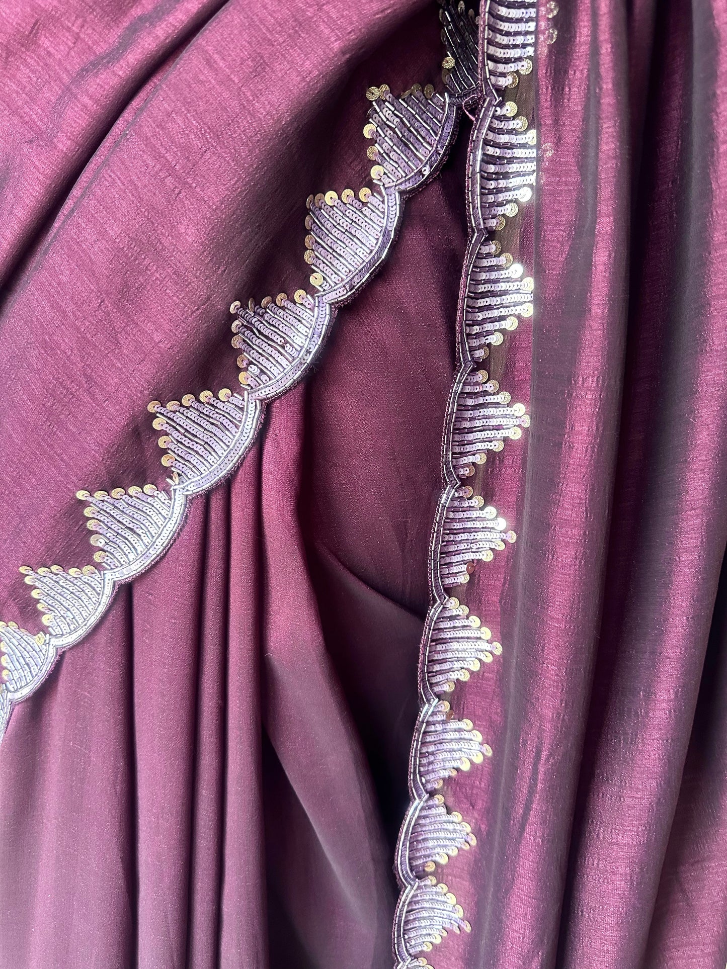 Handmade Silk Sequin Saree - Vanesara