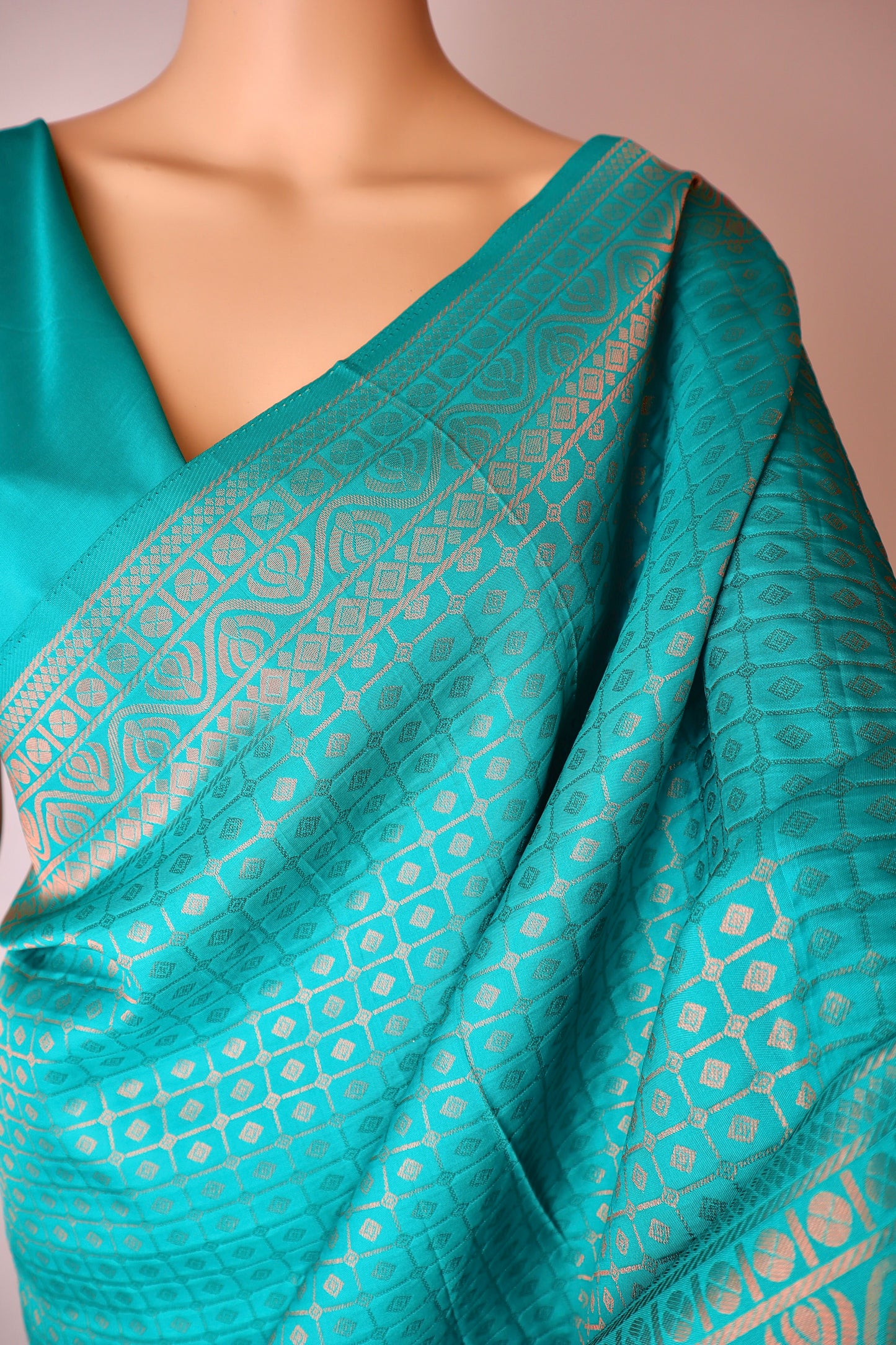 Green Block Printed Pure Silk Saree