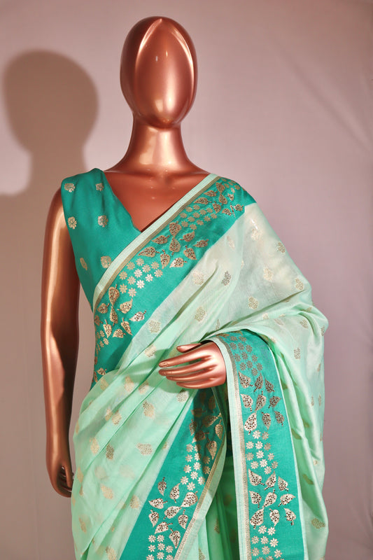 Double Shade Green Saree