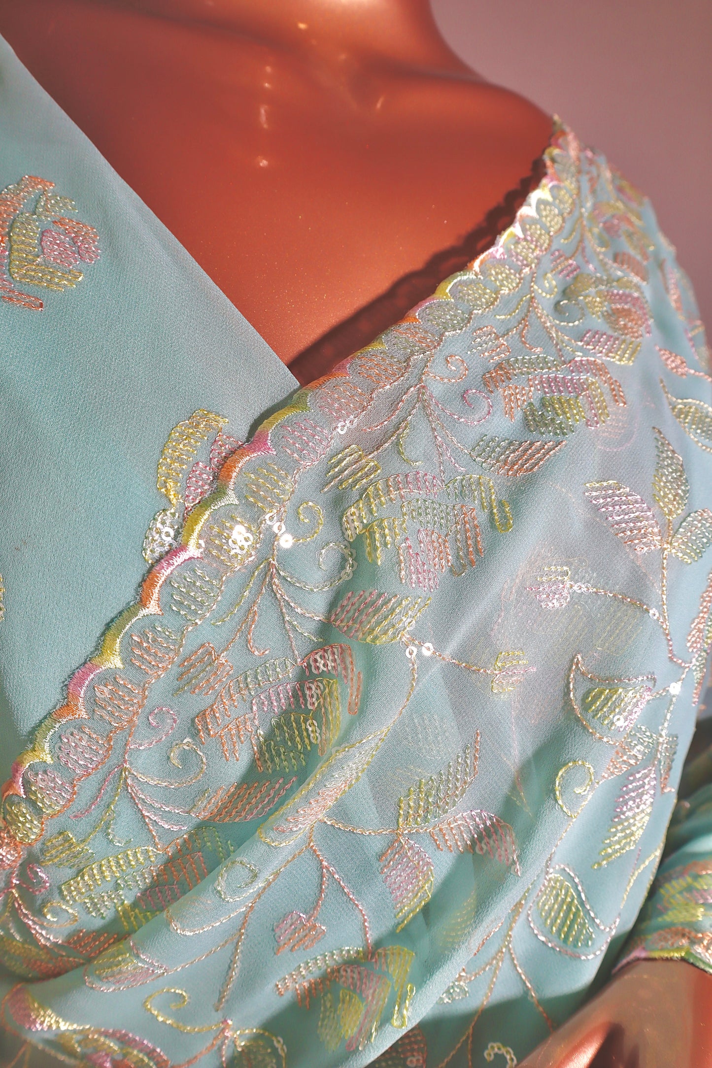 Floral Sequin Work Saree - Vanesara