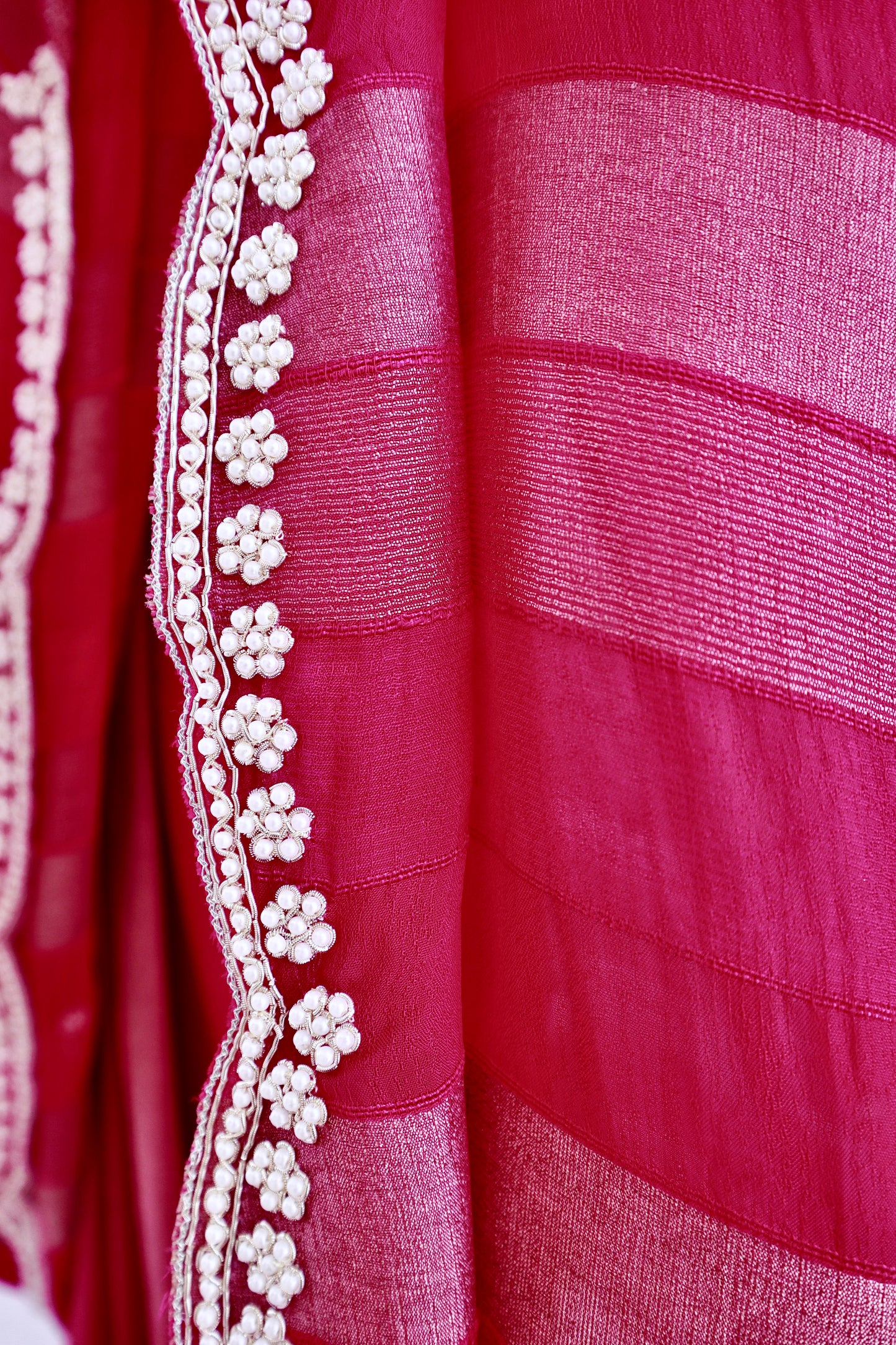 Golden Pink Saree With Handwork