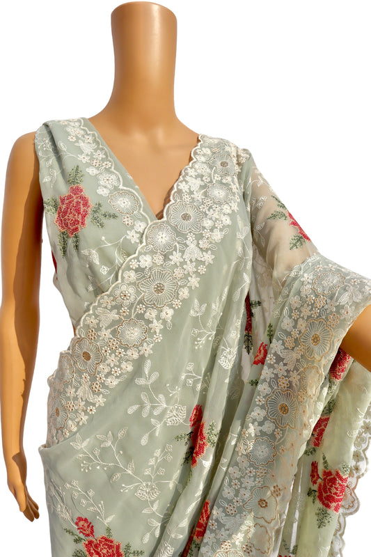 Resham Embroidered Saree - Vanesara