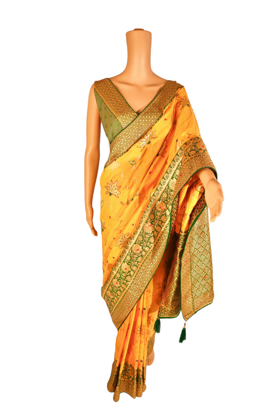 Silk Saree With Handwork Highlights - Vanesara